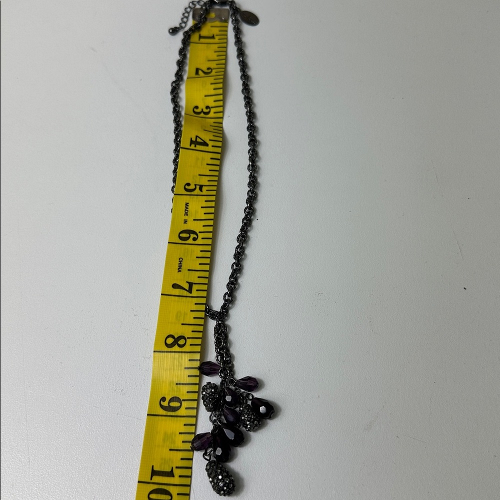 White House black market Black Chain Necklace with Purple Crystal Drops - Picture 7 of 7